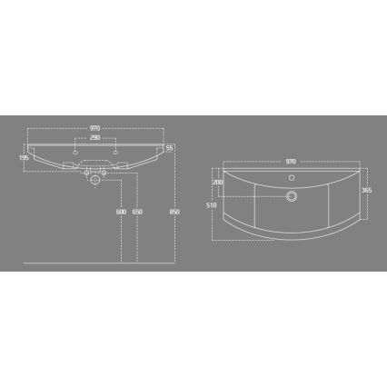 Aqualine - Umywalka wpuszczana ZERO 97x51 cm ceramika/biała
