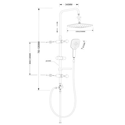 Aqualine - Zestaw prysznicowy KERA błyszczący chrom