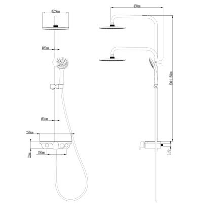 Aqualine - Zestaw prysznicowy z baterią chrom błyszczący/biały