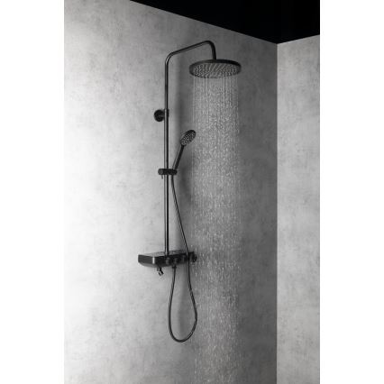Aqualine - Zestaw prysznicowy z baterią i dodatkowy mini kran FARRAO matowy czarny