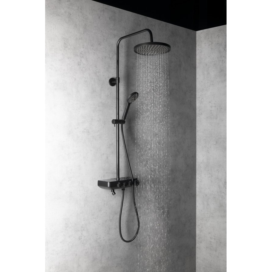 Aqualine - Zestaw prysznicowy z baterią i dodatkowy mini kran FARRAO matowy czarny