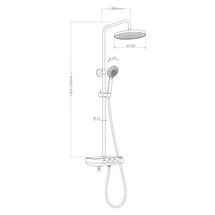 Aqualine - Zestaw prysznicowy z baterią i dodatkowy mini kran FARRAO matowy czarny