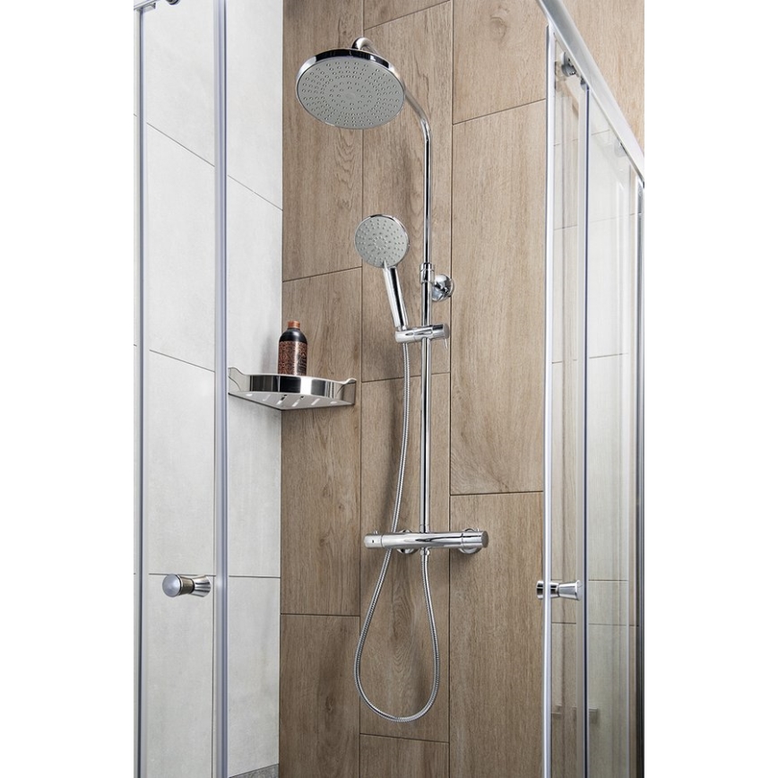 Aqualine - Zestaw prysznicowy z baterią termostatyczną LIGA chrom błyszczący