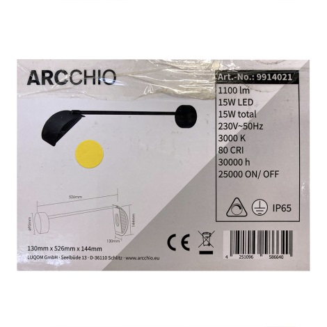 Arcchio - LED Kinkiet zewnętrzny GRAYSON LED/15W/230V IP65