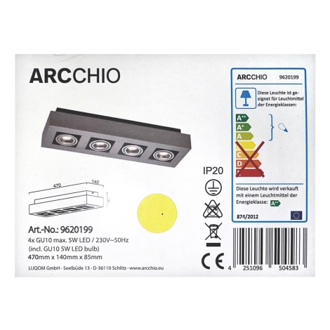 Arcchio - LED Oświetlenie punktowe VINCE 4xGU10/5W/230V