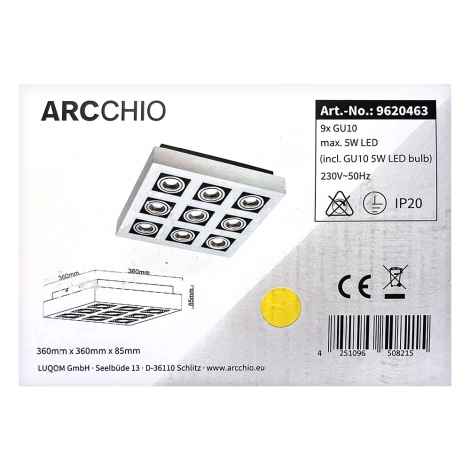 Arcchio - LED Oświetlenie punktowe VINCE 9xGU10/230V