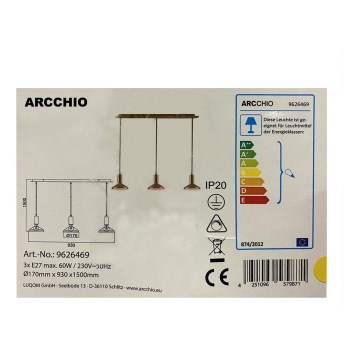 Arcchio - Żyrandol na lince JAIKA 3xE27/60W/230V