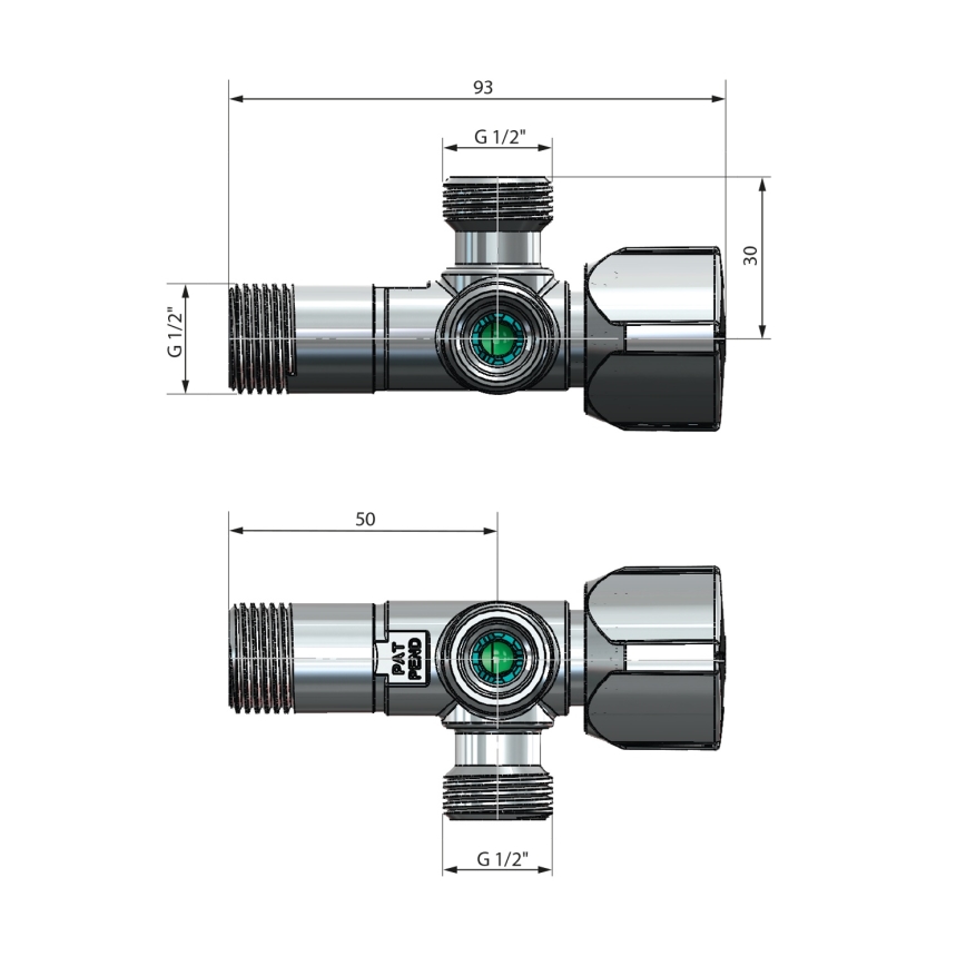 Arco - Kątowy zawór kombinowany ARCO błyszczący chrom