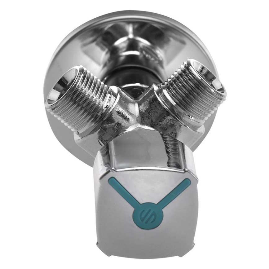 Arco - Kątowy zawór kombinowany z dwoma wyjściami A-80, chrom błyszczący