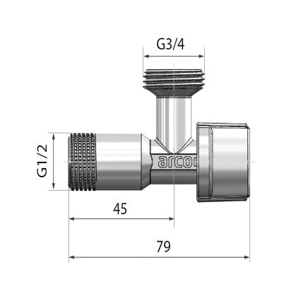 Arco - zawór pralkowy, błyszczący chrom