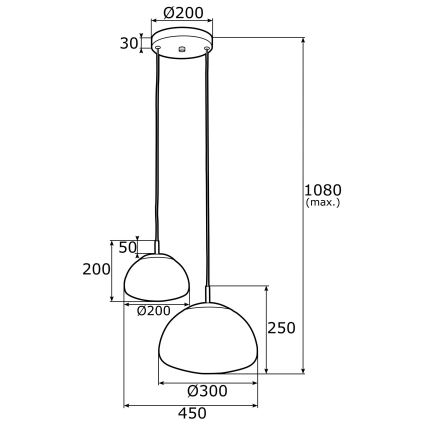 Argon 0902 - Żyrandol na lince TRINI 2xE27/15W/230V złoty