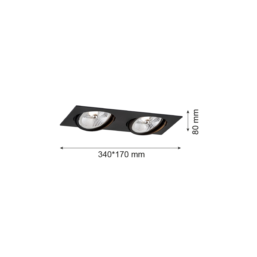 Argon 1047 - Oprawa wpuszczana OLIMP 2xGU10-AR111/12W/230V czarny
