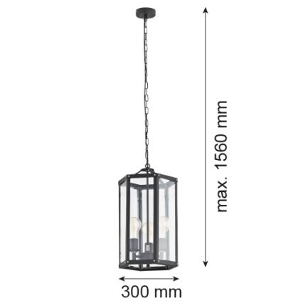 Argon 1253 - Żyrandol na łańcuchu BODRUM 3xE27/15W/230V czarny