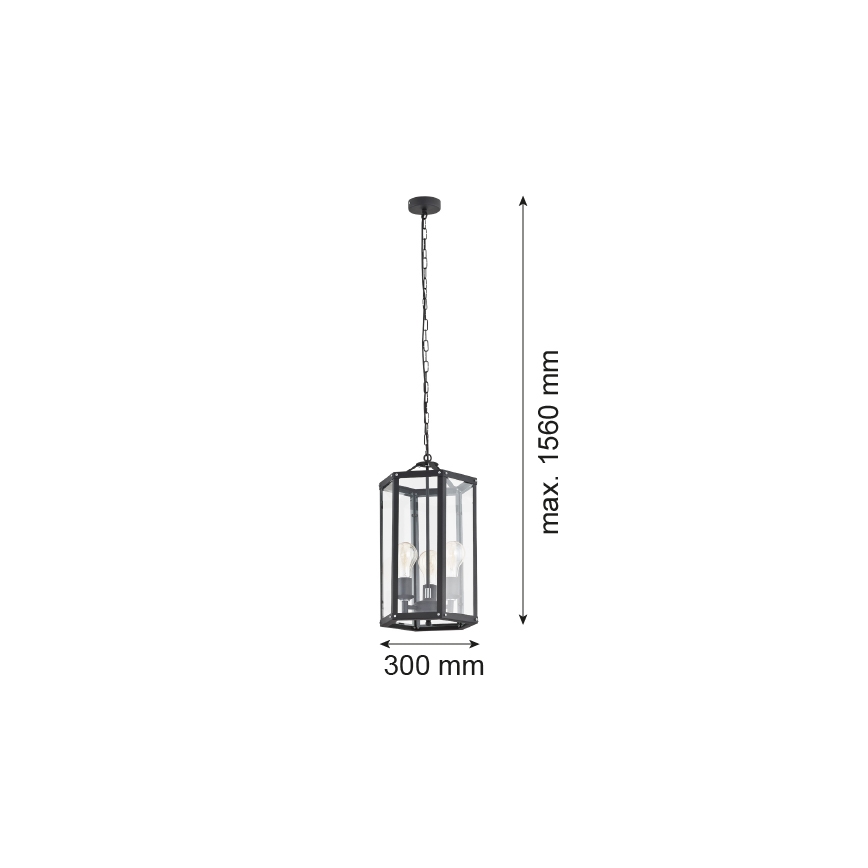 Argon 1253 - Żyrandol na łańcuchu BODRUM 3xE27/15W/230V czarny