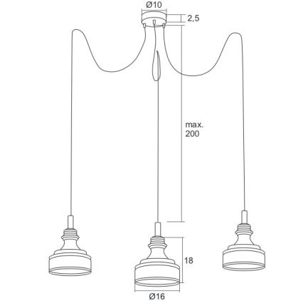 Argon 1354 - LED Żyrandol na lince TULUZA 3xLED/5W/230V