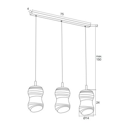 Argon 1366 - LED Żyrandol na lince COMO 3xLED/5W/230V