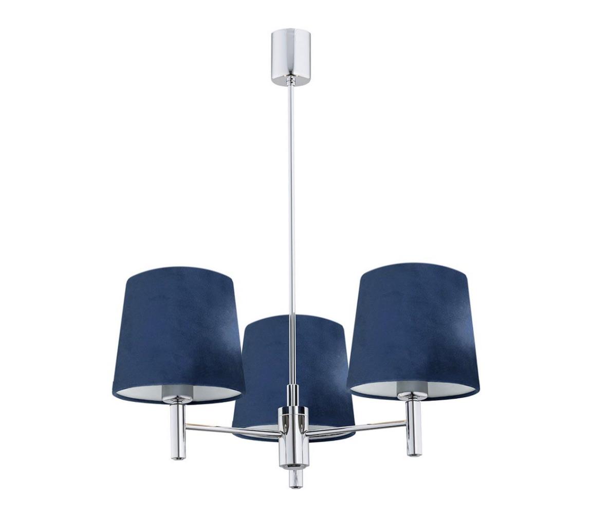Argon 1381 - Żyrandol BOLZANO 3xE27/15W/230V niebieski/chrom błyszczący