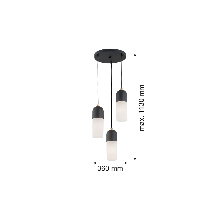 Argon 1467 - Żyrandol na lince BURGOS 3xE27/15W/230V czarny