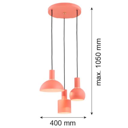 Argon 1469 - Żyrandol na lince SINES 3xE27/15W/230V pomarańczowy