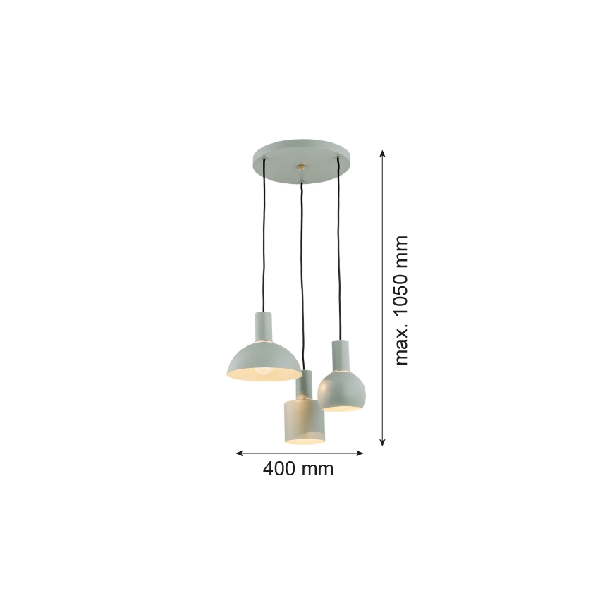 Argon 1470 - Żyrandol na lince SINES 3xE27/15W/230V zielony