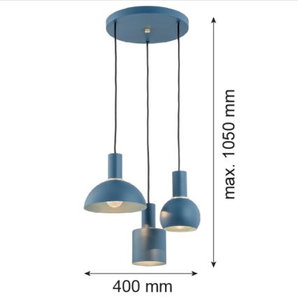 Argon 1471 - Żyrandol na lince SINES 3xE27/15W/230V niebieski