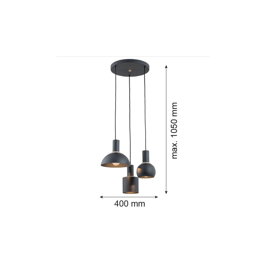 Argon 1472 - Żyrandol na lince SINES 3xE27/15W/230V czarny