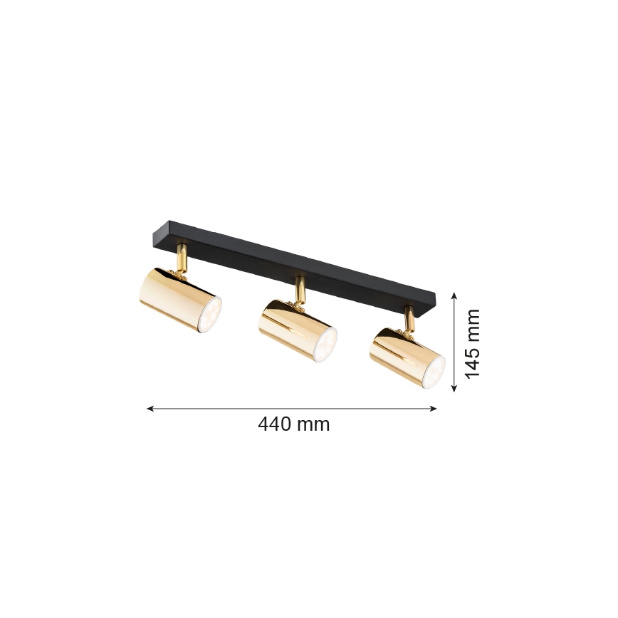 Argon 1474 - Oświetlenie punktowe LAGOS 3xGU10/5W/230V mosiądz/czerń