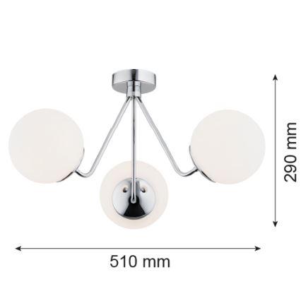 Argon 1477 - Żyrandol natynkowy TOMAR 3xE27/15W/230V chrom błyszczący