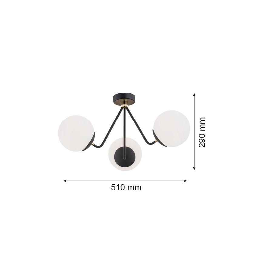 Argon 1478 - Żyrandol natynkowy TOMAR 3xE27/15W/230V czarny