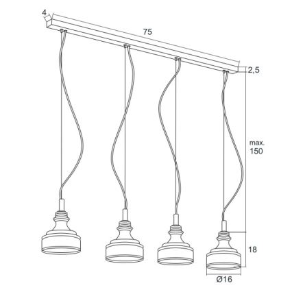 Argon 1650 - LED Żyrandol na lince TULUZA 4xLED/5W/230V