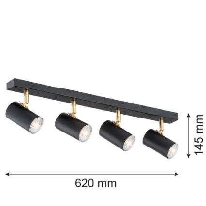 Argon 1690 - Oświetlenie punktowe LAGOS 4xGU10/5W/230V czarny/mosiądz