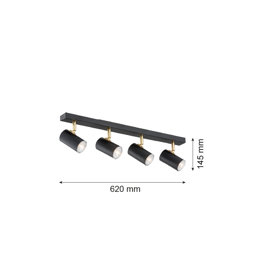 Argon 1690 - Oświetlenie punktowe LAGOS 4xGU10/5W/230V czarny/mosiądz