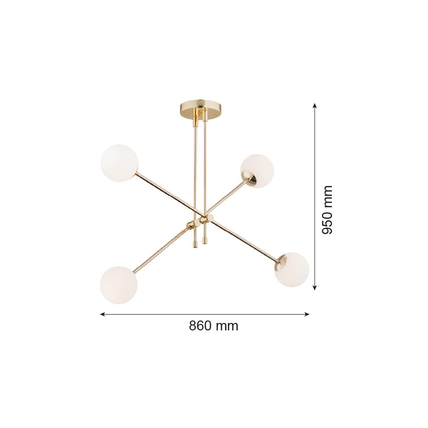 Argon 1695 - Żyrandol na drążku ABSTRACT 4xE14/7W/230V mosiądz