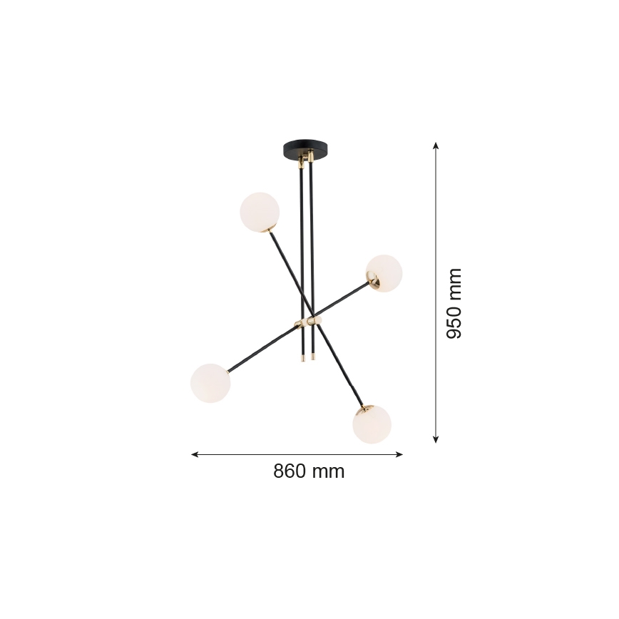 Argon 1696 - Żyrandol na pręcie ABSTRACT 4xE14/7W/230V czarny
