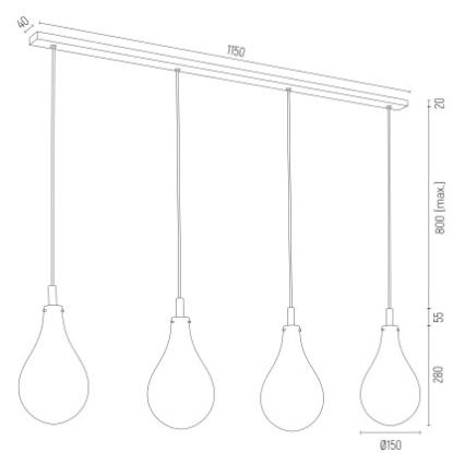 Argon 1741 - Żyrandol na lince OAKLAND 4xG9/6W/230V