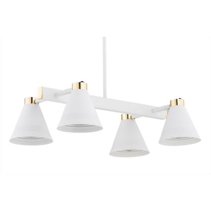 Argon 1773 - Żyrandol na drążku AVALONE 4xE27/15W/230V biały/złoty