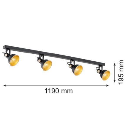 Argon 1799 - Oświetlenie punktowe LENORA 4xE14/7W/230V czarne