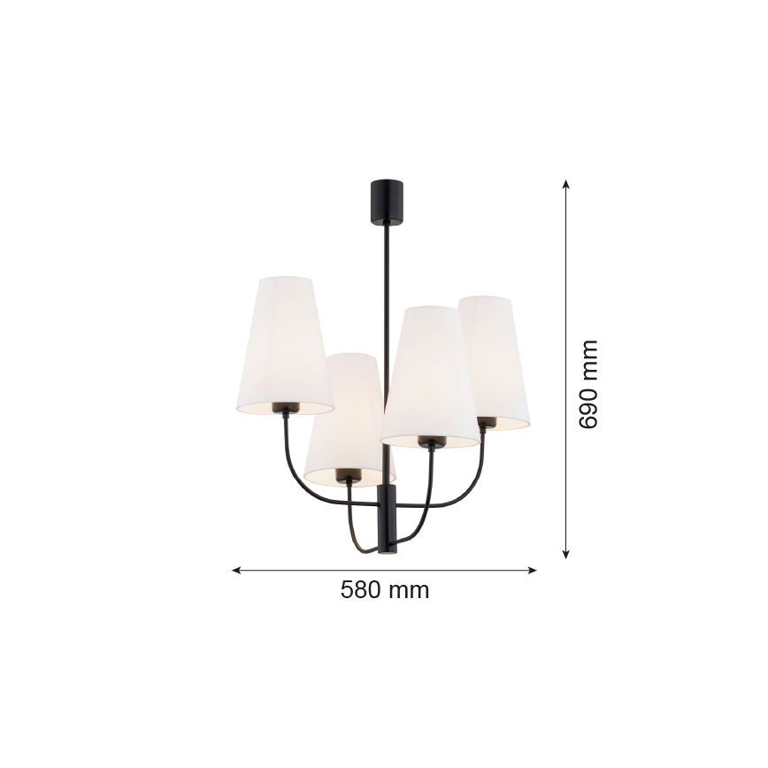 Argon 1822 - Żyrandol SAFIANO 4xE27/15W/230V czarne
