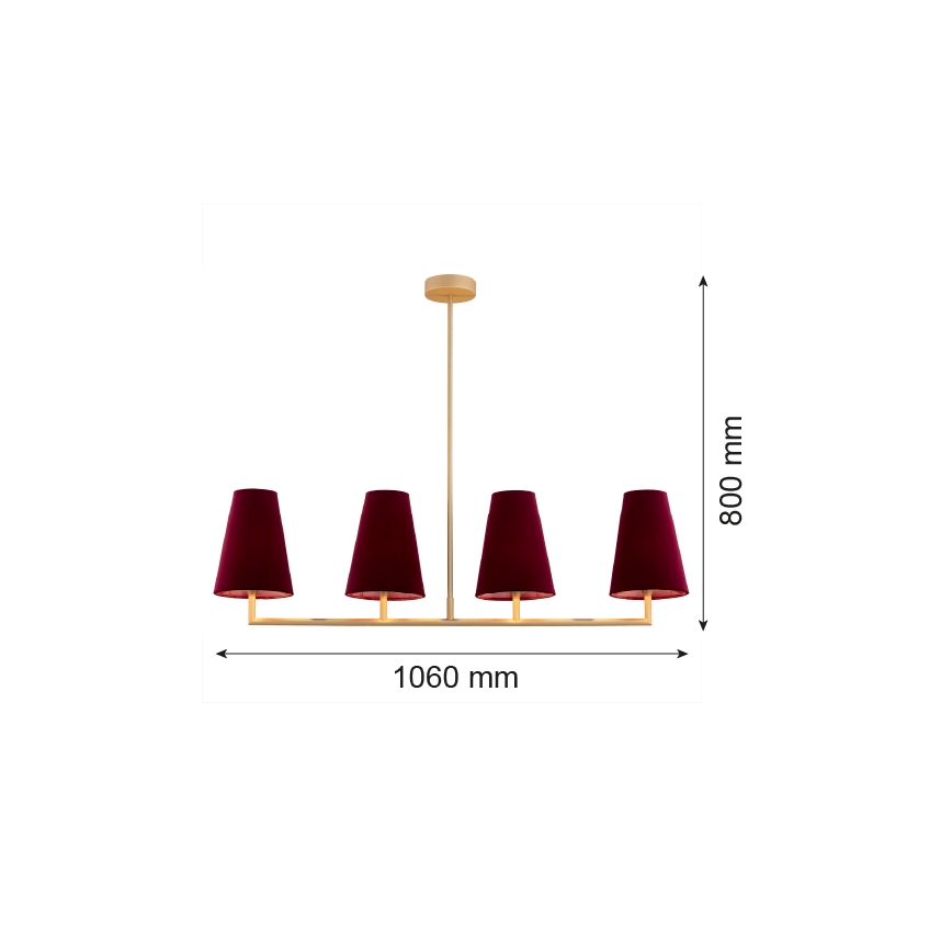 Argon 1829 - Żyrandol SAFIANO 4xE27/15W/230V burgund