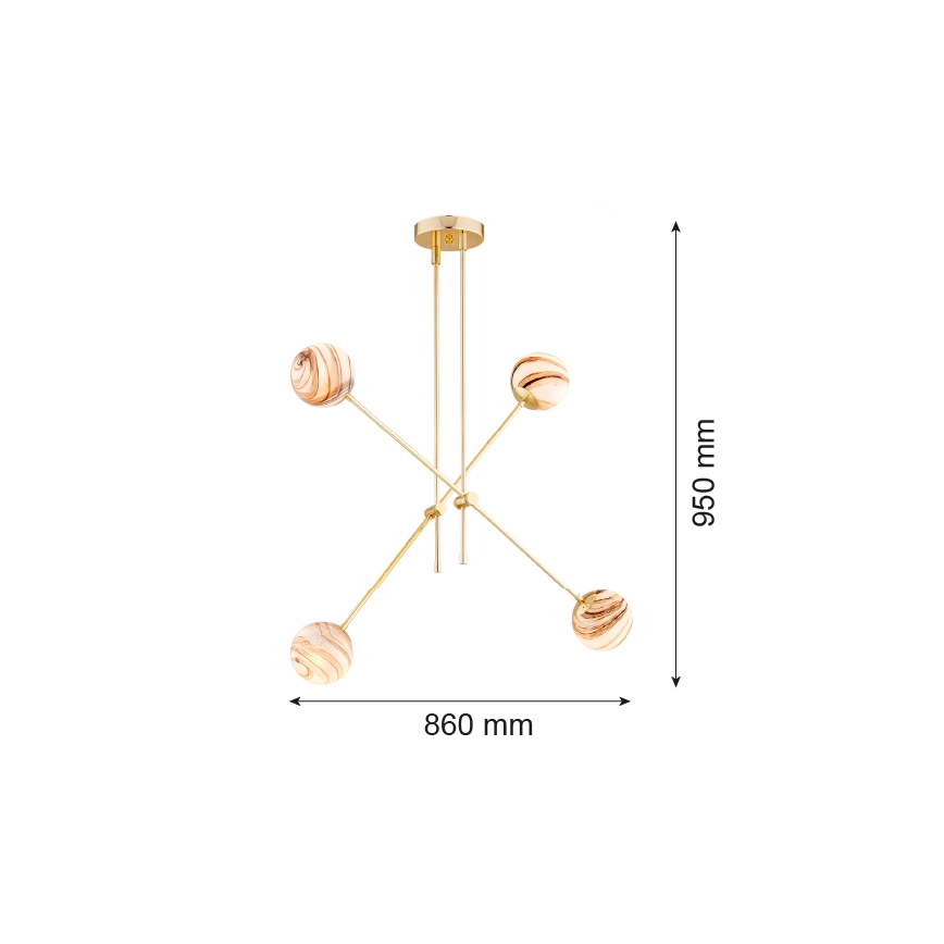 Argon 1840 - Żyrandol ABSOS 4xE14/7W/230V alabastrowy złoty