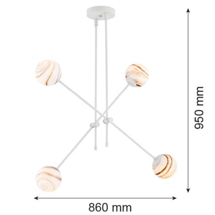 Argon 1841 - Żyrandol ABSOS 4xE14/7W/230V alabastrowy biały