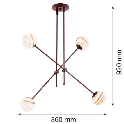 Argon 1842 - Żyrandol ABSOS 4xE14/7W/230V alabastrowy brązowy