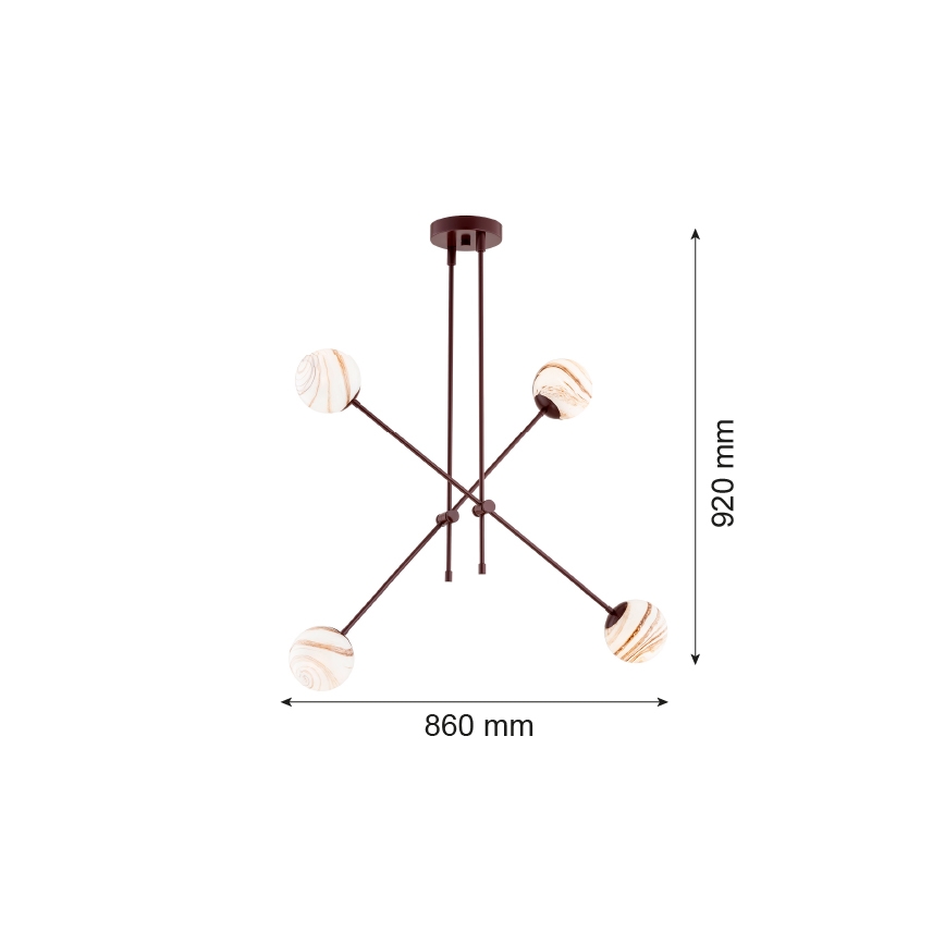 Argon 1842 - Żyrandol ABSOS 4xE14/7W/230V alabastrowy brązowy