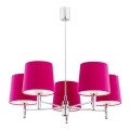 Argon 2075 - Lampa sufitowa na pręcie BOLZANO 5xE27/15W/230V różowa