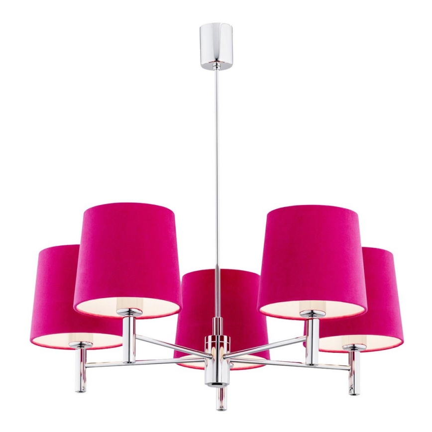 Argon 2075 - Lampa sufitowa na pręcie BOLZANO 5xE27/15W/230V różowa