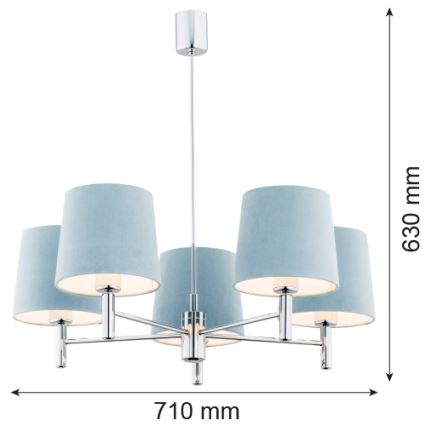 Argon 2076 - Lampa sufitowa na pręcie BOLZANO 5xE27/15W/230V niebieska
