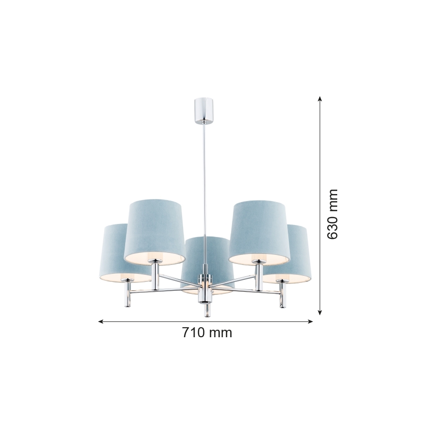 Argon 2076 - Żyrandol BOLZANO 5xE27/15W/230V szary