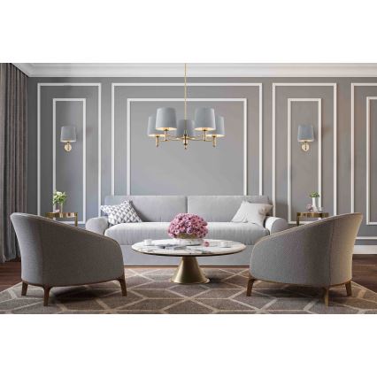 Argon 2085 - Lampa wisząca na pręcie PONTE 5xE27/15W/230V mosiądz/niebieski