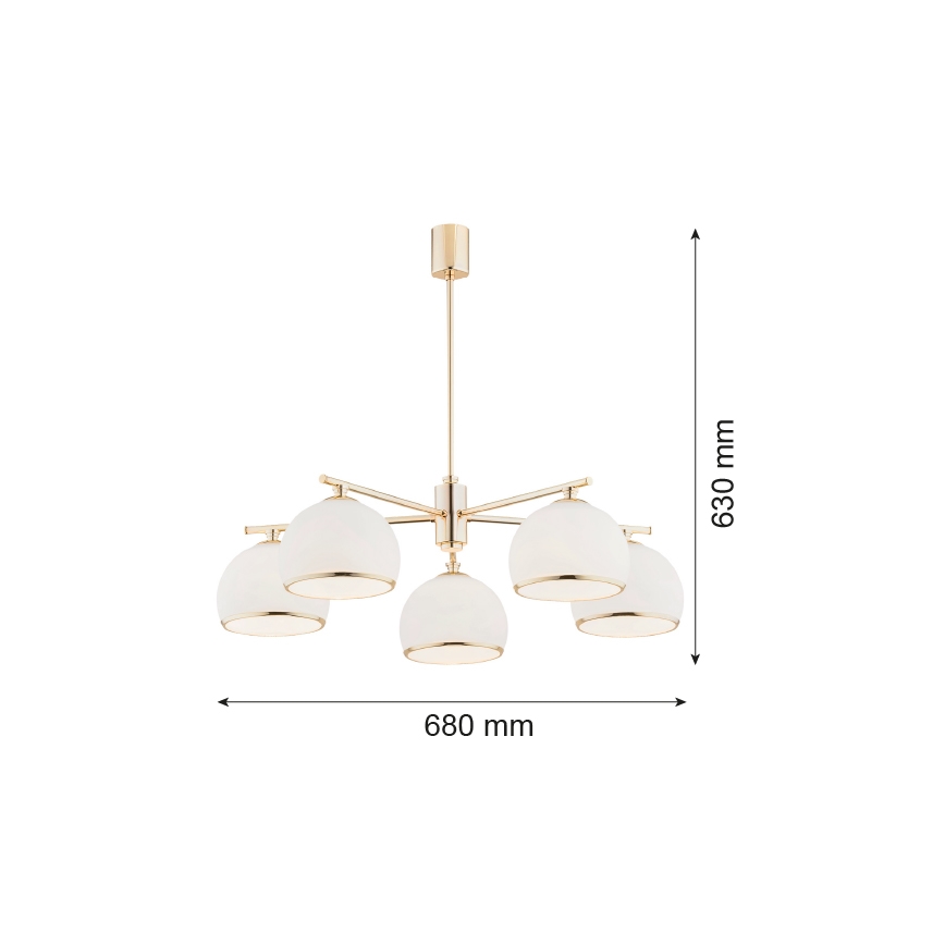Argon 2088 - Żyrandol na drążku MARBELLA 5xE27/15W/230V mosiądz