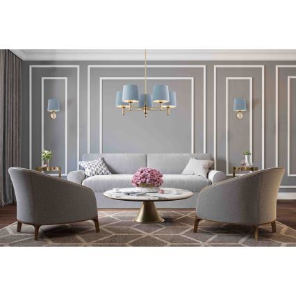 Argon 2089 - Lampa wisząca na pręcie PONTE 5xE27/15W/230V mosiądz/różowy